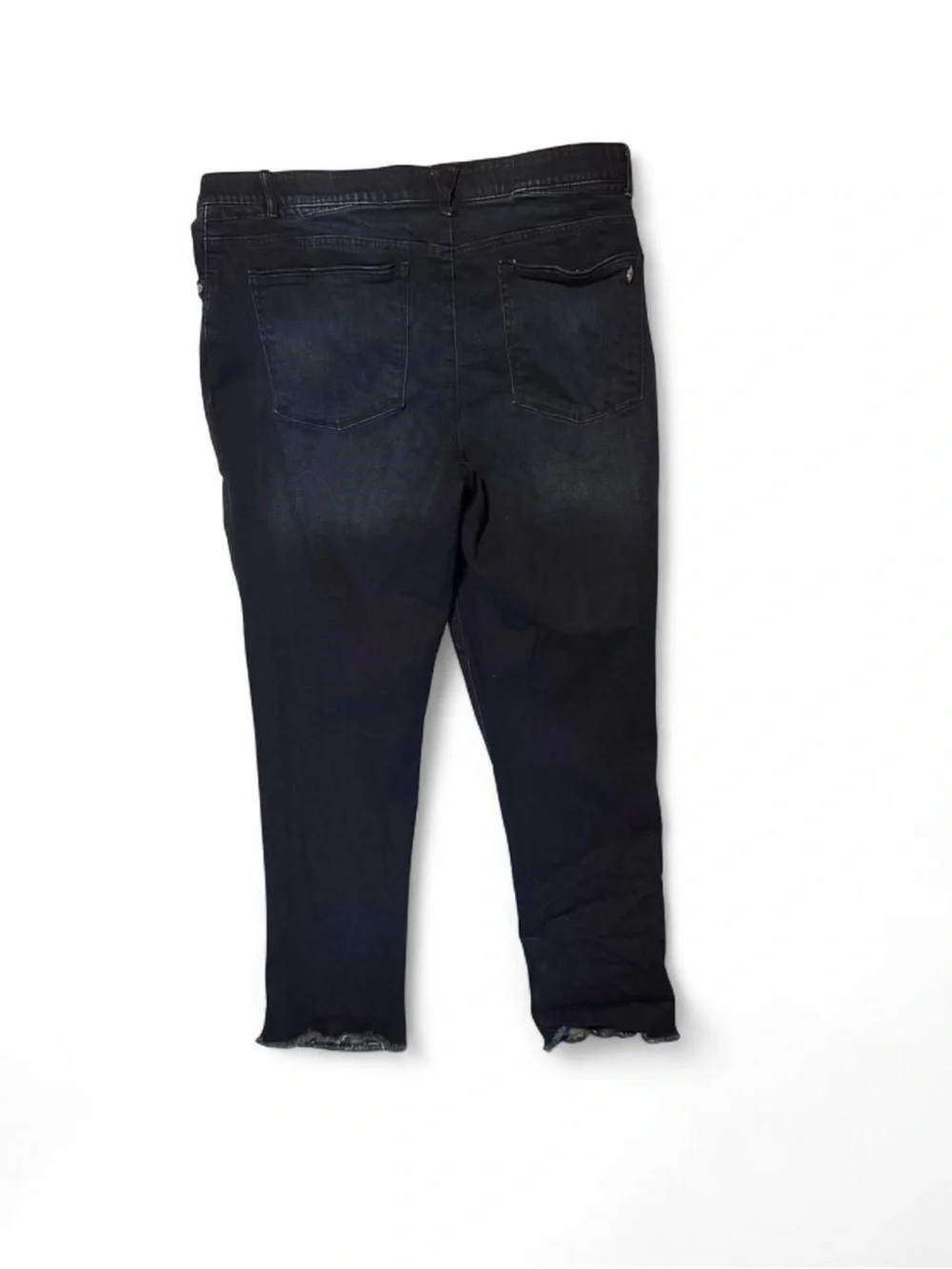 Democracy Ab Solution Straight Leg Jeans Dark Wash Fray Hem Plus Size 16